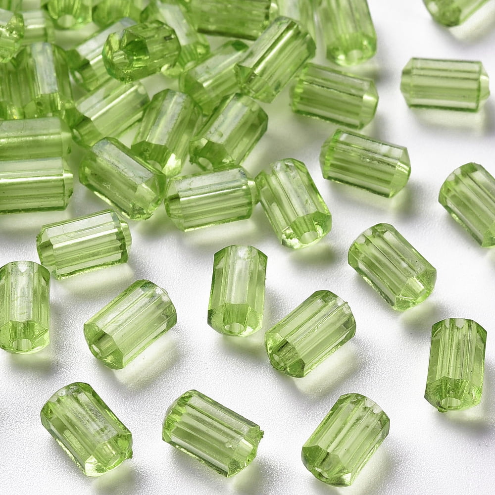 Transparent Acrylic Beads Faceted Polygon Lime Green 9x5mm Hole: 1.8mm 3496pcs/500g