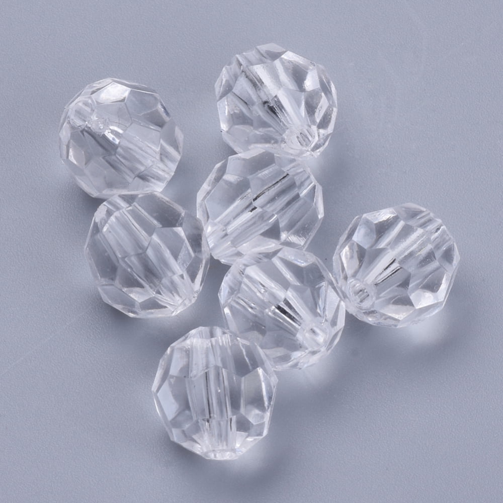 Transparent Acrylic Beads Faceted Round Clear 20x19.5mm Hole: 3mm about 116pcs/500g
