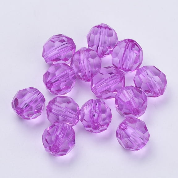 Transparent Acrylic Beads Faceted Round Dark Violet 6x5.5mm Hole: 1.7-1.8mm 4200pcs/500g
