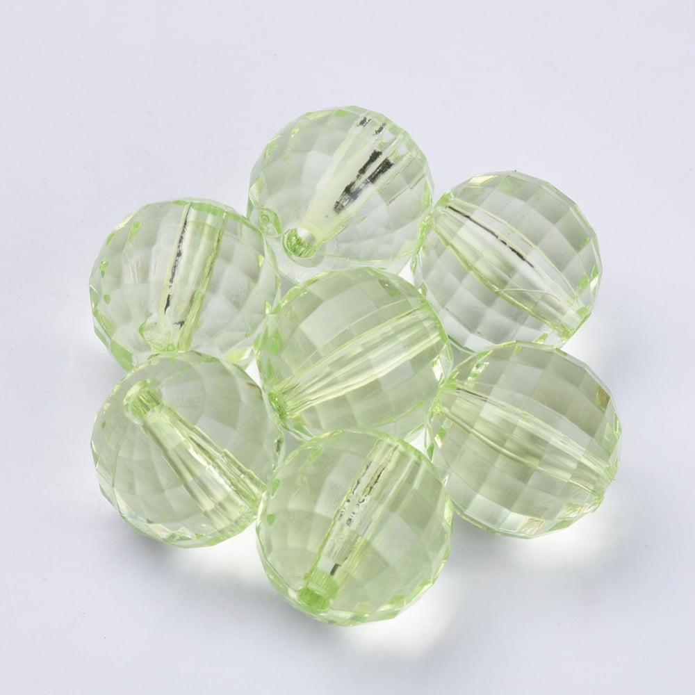 Transparent Acrylic Beads Faceted Round Lawn Green 8x8mm Hole: 1.5mm 1770pcs/500g