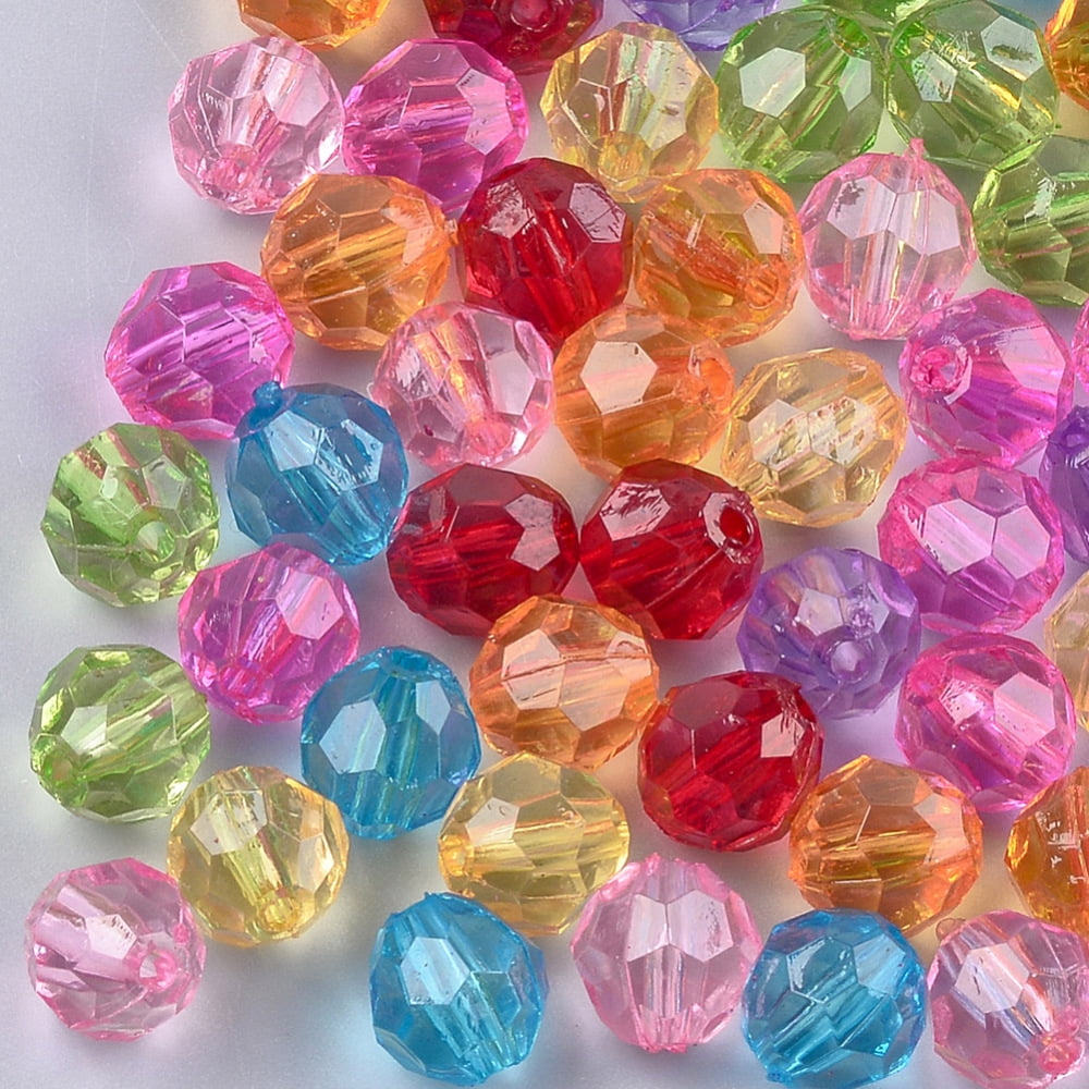 Transparent Acrylic Beads Faceted Round Mixed Color 8x8mm Hole: 1.5mm about 2000pcs/500g DIY