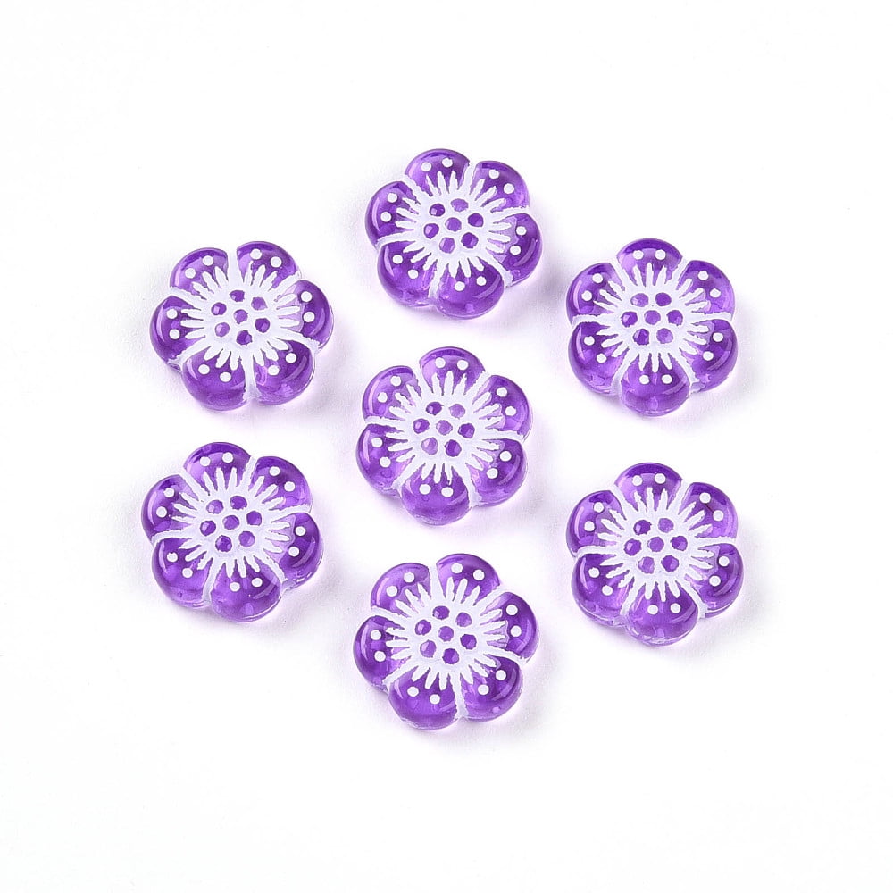 Transparent Acrylic Beads Flower Blue Violet 12x12x3.6mm Hole: 1.2mm 1190pcs/500g