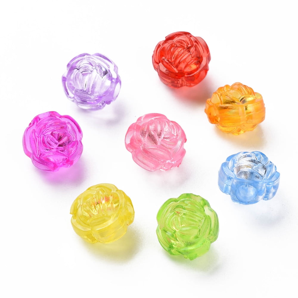 Transparent Acrylic Beads Flower Mixed Color 11x10.5x9.5mm Hole: 3mm about 980pcs/500g