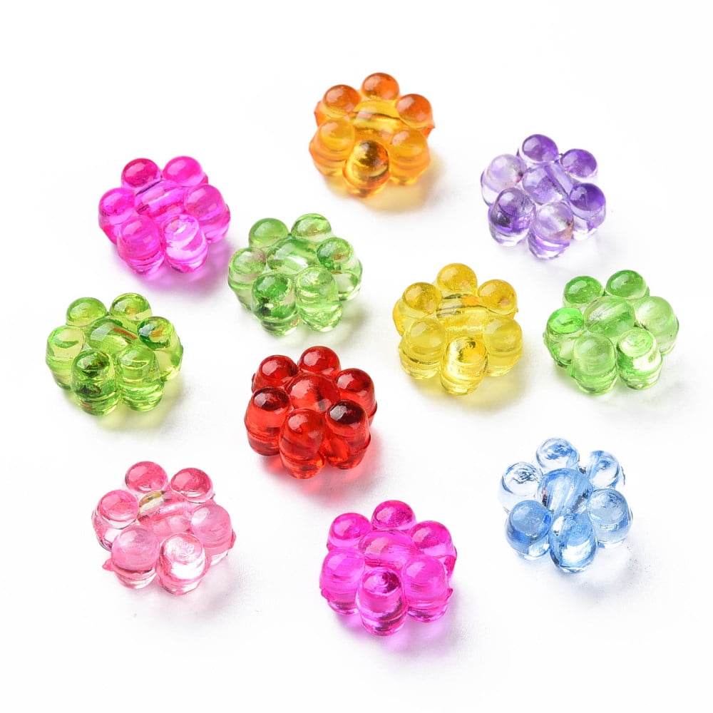 Transparent Acrylic Beads Flower Mixed Color 12x11.5x7mm Hole: 3mm about 980pcs/500g