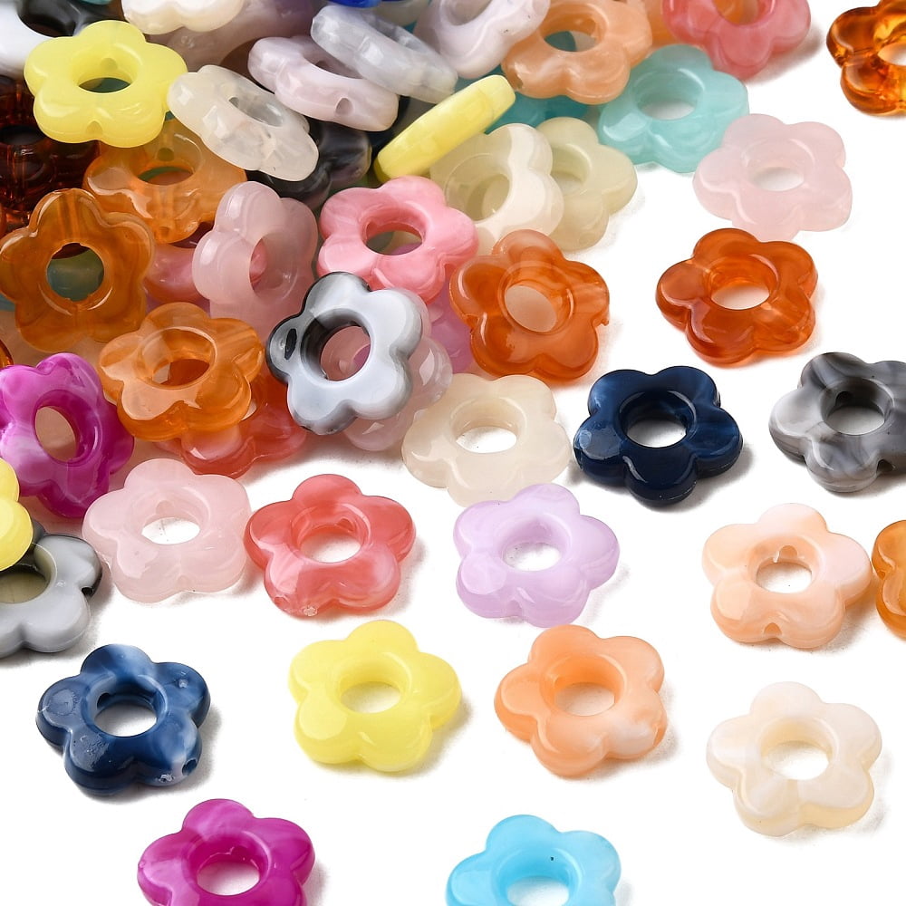 Transparent Acrylic Beads Flower Two Tone Mixed color 14x14.5x4mm Hole: 1.6mm about 1000pcs/500g