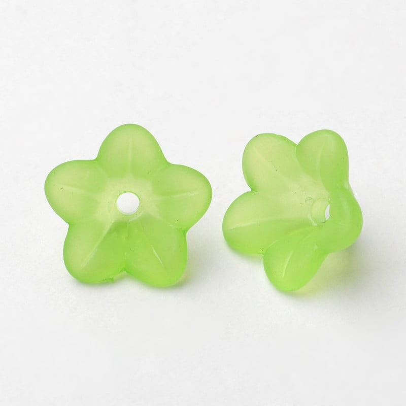 Transparent Acrylic Beads Frosted Flower Green 13x7mm Hole: 1mm about 1865pcs/500g DIY