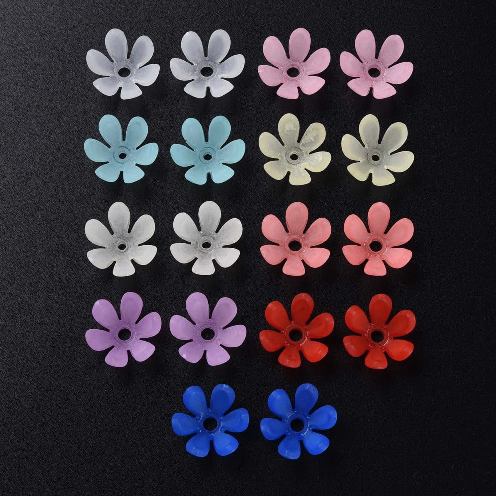 Transparent Acrylic Beads Frosted Flower Mixed Color 19x17x10mm Hole: 3mm about 764pcs/500g