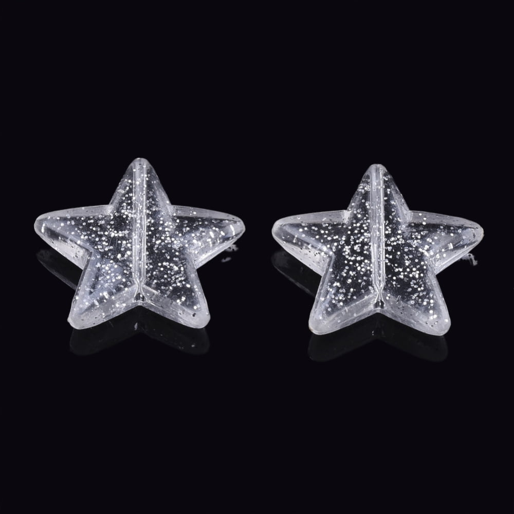 Transparent Acrylic Beads Glitter Beads Star Clear 21x22x5mm Hole: 1.2mm about 469pcs/500g