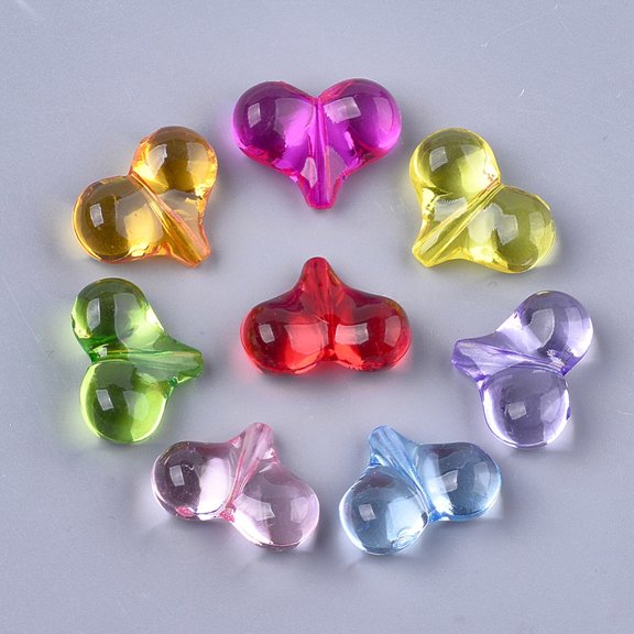 Transparent Acrylic Beads Heart Mixed color 17x22x9mm Hole: 1.5mm about 350pcs/500g