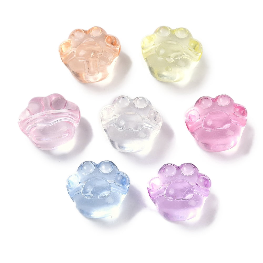 Transparent Acrylic Beads Paw Print Mixed color 16x18.5x13mm Hole: 2.5mm 500gs