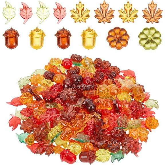 Transparent Acrylic Beads Pumpkin Shape No Hole Mixed Color 15~35x17~31x5.5~24mm about 500g/bag
