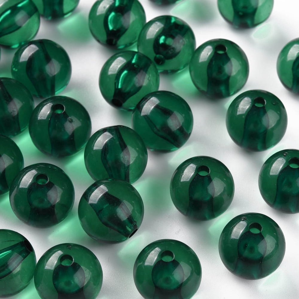 Transparent Acrylic Beads Round Green 16x15mm Hole: 2.8mm about 220pcs/500g