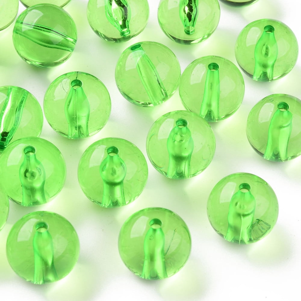 Transparent Acrylic Beads Round Lawn Green 20x19mm Hole: 3mm 111pcs/500g