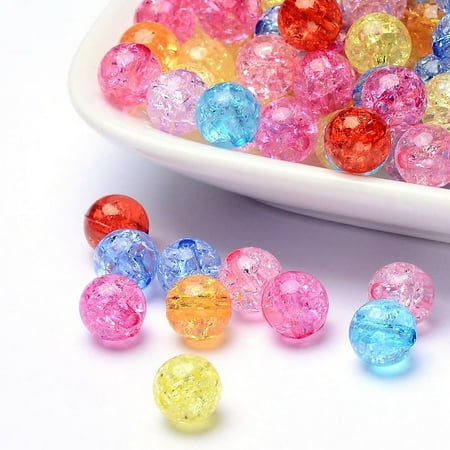 Transparent Acrylic Beads Round Mixed Color 8mm Hole: 2mm