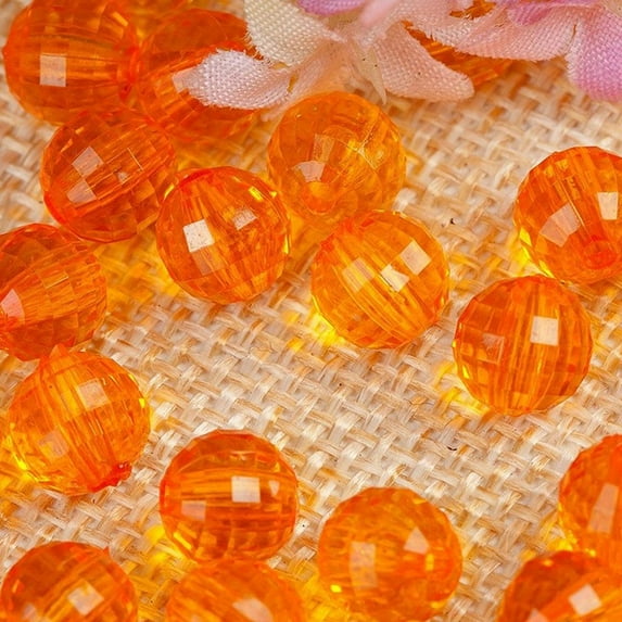 Transparent Acrylic Beads Round Orange 8mm about 2160pcs/500g.