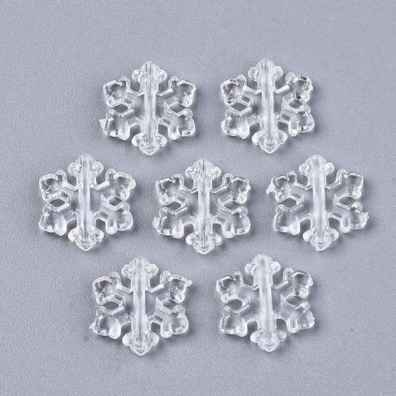 Transparent Acrylic Beads Snowflake Clear 12.5x12x2.5mm Hole: 1.2mm