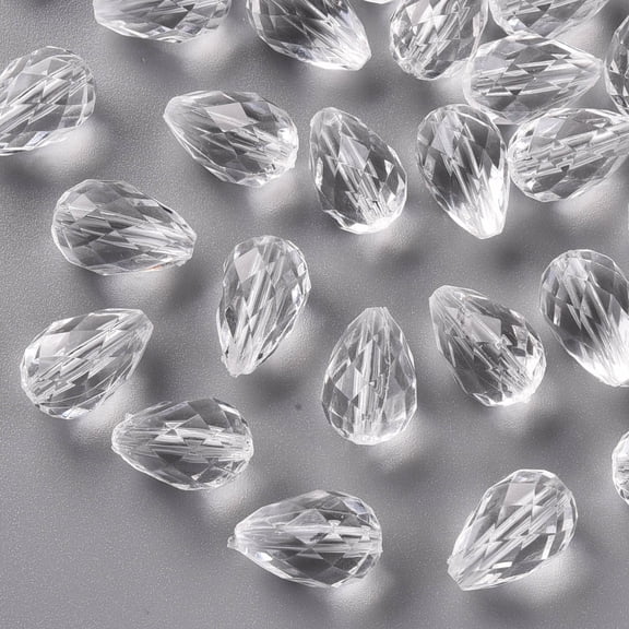 Transparent Acrylic Beads Teardrop Faceted Clear 17x11mm Hole: 2mm