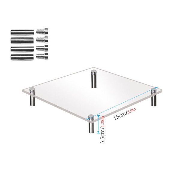 Transparent Acrylic Cake Display Stand - Square Cupcake Tower with Metal Frame - Wedding, Birthday, Party Dessert Rack - 1-Tier Shelving Unit