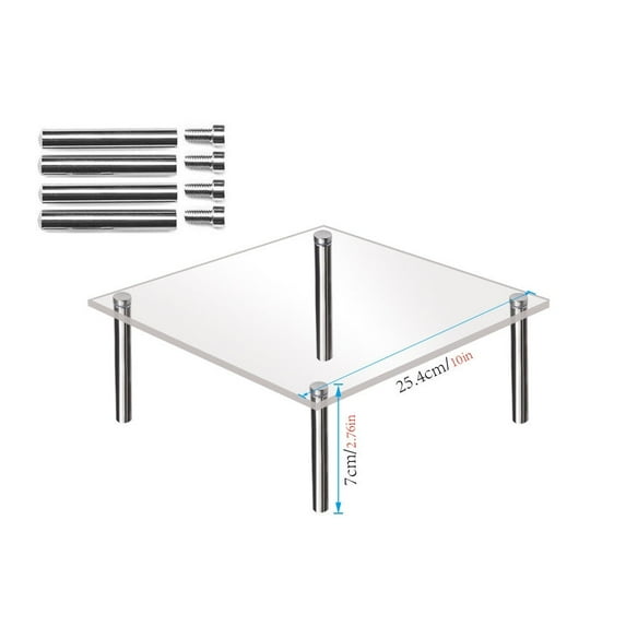 Transparent Acrylic Cake Display Stand - Square Cupcake Tower with Metal Frame - Wedding, Birthday, Party Dessert Rack - 1-Tier Shelving Unit