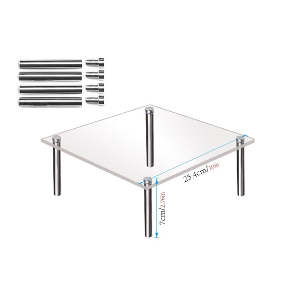 Transparent Acrylic Cake Display Stand - Square Cupcake Tower with Metal Frame - Wedding, Birthday, Party Dessert Rack - 1-Tier Shelving Unit