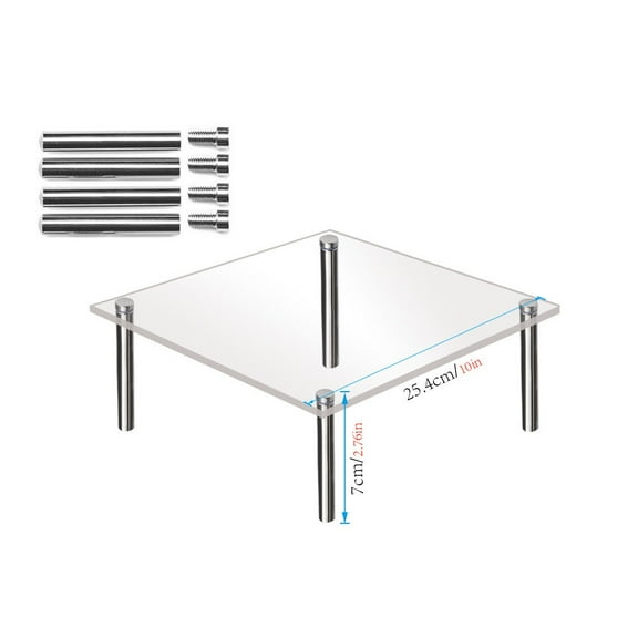 Transparent Acrylic Cake Display Stand | Square Dessert Tower with Metal Base | 1-Tier Cupcake & Pastry Rack for Weddings, Birthdays, Parties | Tabletop Pastry Stand with Clear Plastic Cover