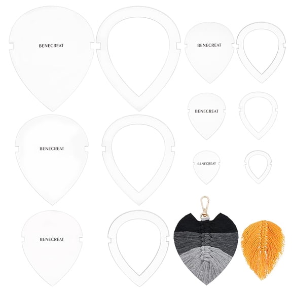 Transparent Acrylic Fringe Trimming Tool Macrame Coaster Cutting Tool Macrame Trimmer Cutting Guide Leaf Clear 49~149.5x39.5~120x2.5mm