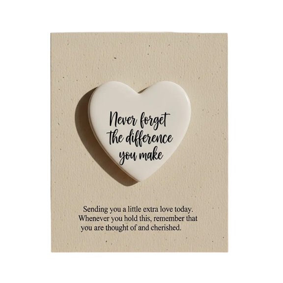 Transparent Acrylic Heart Souvenir Inspirational Display Piece Desktop Decoration Gift Ornament with Message Card for Friend Family Home Office Decor Keepsake