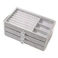 thumbnail image 1 of Transparent Acrylic Jewelry Organizer with 3 Drawers Velvet Jewelry Storage Holder Measure 9x5x4inch Gift for Women, Girls Functional Sturdy, 1 of 5
