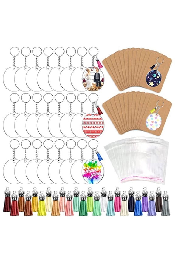 Transparent Acrylic Keychain Blanks Pendants Tassel Keychain DIY Crafts Projects