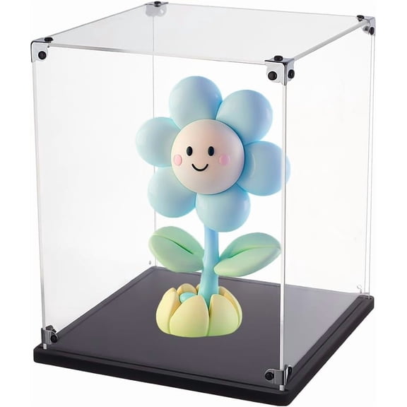 Transparent Acrylic Minifigures Display Case Dustproof Dolls Display Box for Models Toys Action Figures Rectangle Black