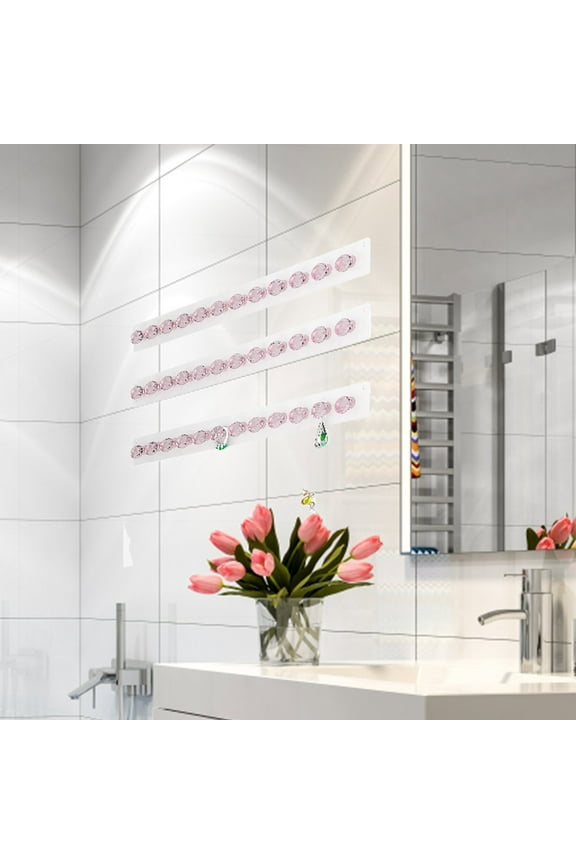 Transparent Acrylic Necklace Storage Rack Pink,Necklace Hanger Acrylic Necklace Holder Wall Mounted Jewelry Storage Bag with 12 Shaped Hooks Necklace Jewelry Holder Gifts for Girls