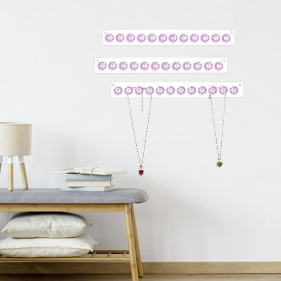 Transparent Acrylic Necklace Storage Rack Purple,Necklace Hanger Acrylic Necklace Holder Wall Mounted Jewelry Storage Bag with 12 Shaped Hooks Necklace Jewelry Holder Gifts for Girls