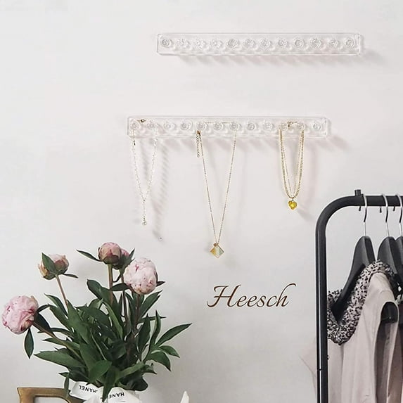 Transparent Acrylic Necklace Storage Rack Transparent,Necklace Hanger Acrylic Necklace Holder Wall Mounted Jewelry Storage Bag with 12 Shaped Hooks Necklace Jewelry Holder Gifts for Girls