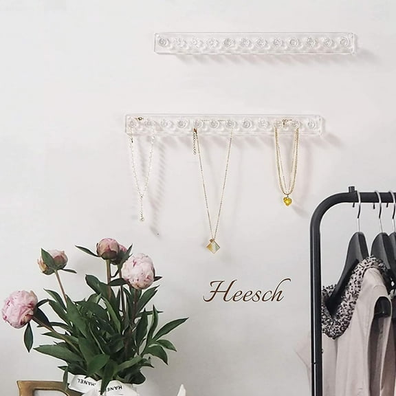 Transparent Acrylic Necklace Storage Rack Transparent,Necklace Hanger Acrylic Necklace Holder Wall Mounted Jewelry Storage Bag with 12 Shaped Hooks Necklace Jewelry Holder Gifts for Girls