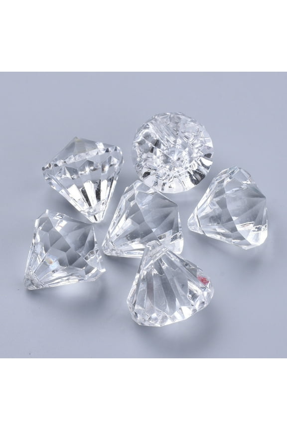 Transparent Acrylic Pendants Faceted Diamond Clear 26x24mm Hole: 2.5mm about 80pcs/500g