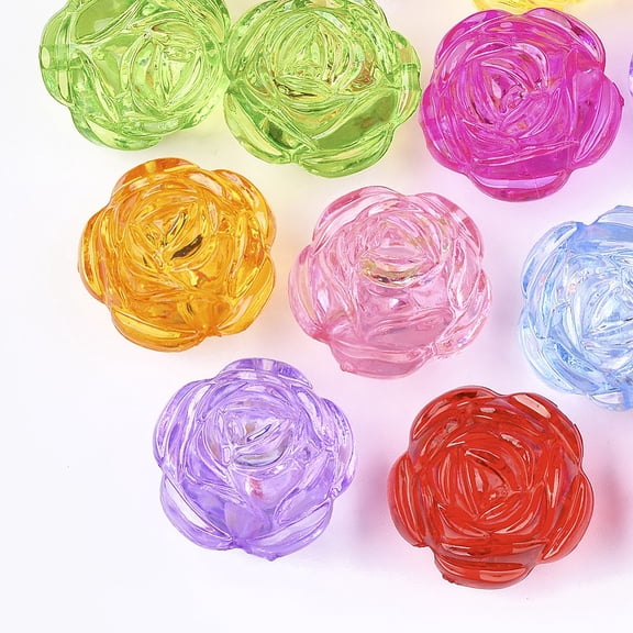 Transparent Acrylic Shank Buttons Flower Mixed color 24x25x20.5mm Hole: 2.5mm