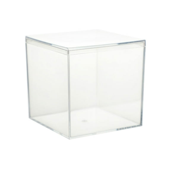 Transparent Acrylic Storage Box Plastic Lid Container Organizer 3.94x3.94in Clear Display Case Candy Jewelry Craft Small Items Box(Clear/XL)