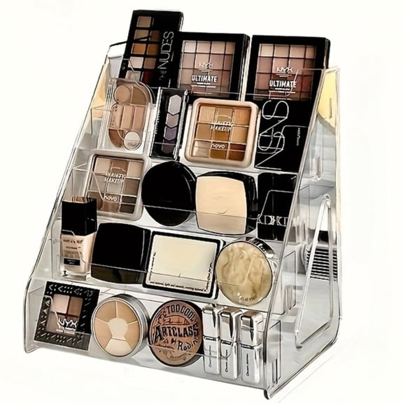 Transparent Acrylic Storage Rack, Card Display Stand, Freestanding Display Cabinet, Snap-Together Assembly for Vanity Tables and Sink Areas