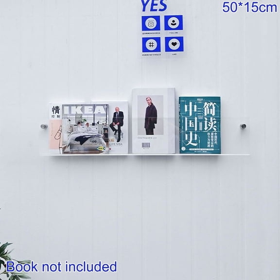Transparent Acrylic Wall Decoration Magazine Storage Rack Children's Picture Book Newspapers Records Wall Mounted Shelf