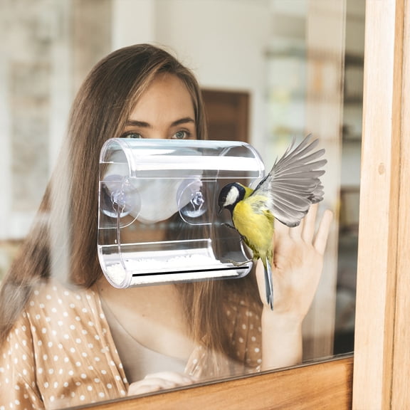 Transparent Acrylic Window Bird Feeder - Enhanced Suction Grip, Bird Watching for Cats, Easy-to-Clean, Outdoor Bird Feeders - Perfect for Garden, Yard, & Elderly Viewing