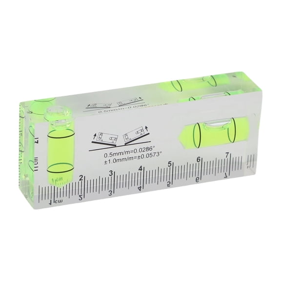 Transparent Acrylic for Level 75mm with Green Bubble, Portable Angle Indicator for 90/180 Degree Measurement, DIY Woodworking and Home Use(A)