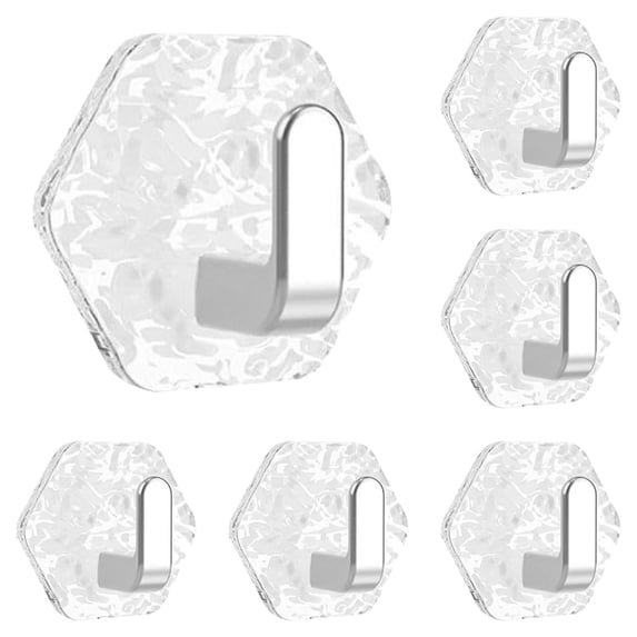 Transparent Adhesive Wall Hooks, No-Drill Waterproof Hooks for Bathroom, Kitchen, Strong Suction Cup Towel Hangers, Removable, 5 Pack, Silver