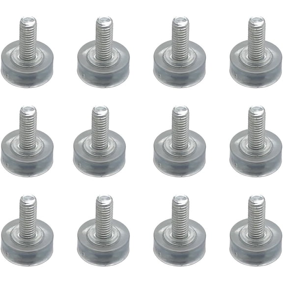 Transparent Adjustable Furniture Leveling Feet M6 Threaded Stem Sliding Pad for Tables and Chairs 12 Pcs