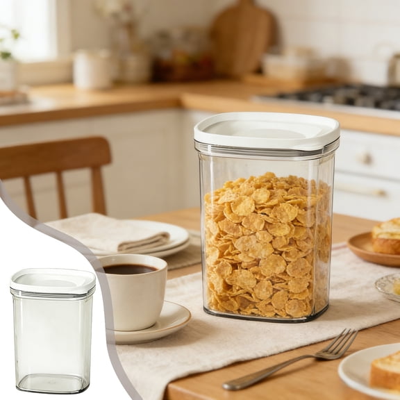 Transparent Airtight Kitchen Storage Jars, Stackable Clear Containers for Grains and Dried Goods, Home Organization Box for Pantry Staples, SouMaox