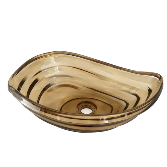 Transparent Amber Glass Vessel Sink, Modern Vanity Bowl with Pop-Up Drain for Bathroom | LAV-FWS102