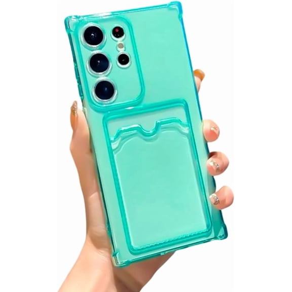 Transparent Anti-Fall Case for Samsung S25 Ultra S24 S23 Plus S22 S21 S20 S24 Fe Note 20 Ultra 10 Plus Card Slot Bag Phone Cover(for S23 FE/Green)