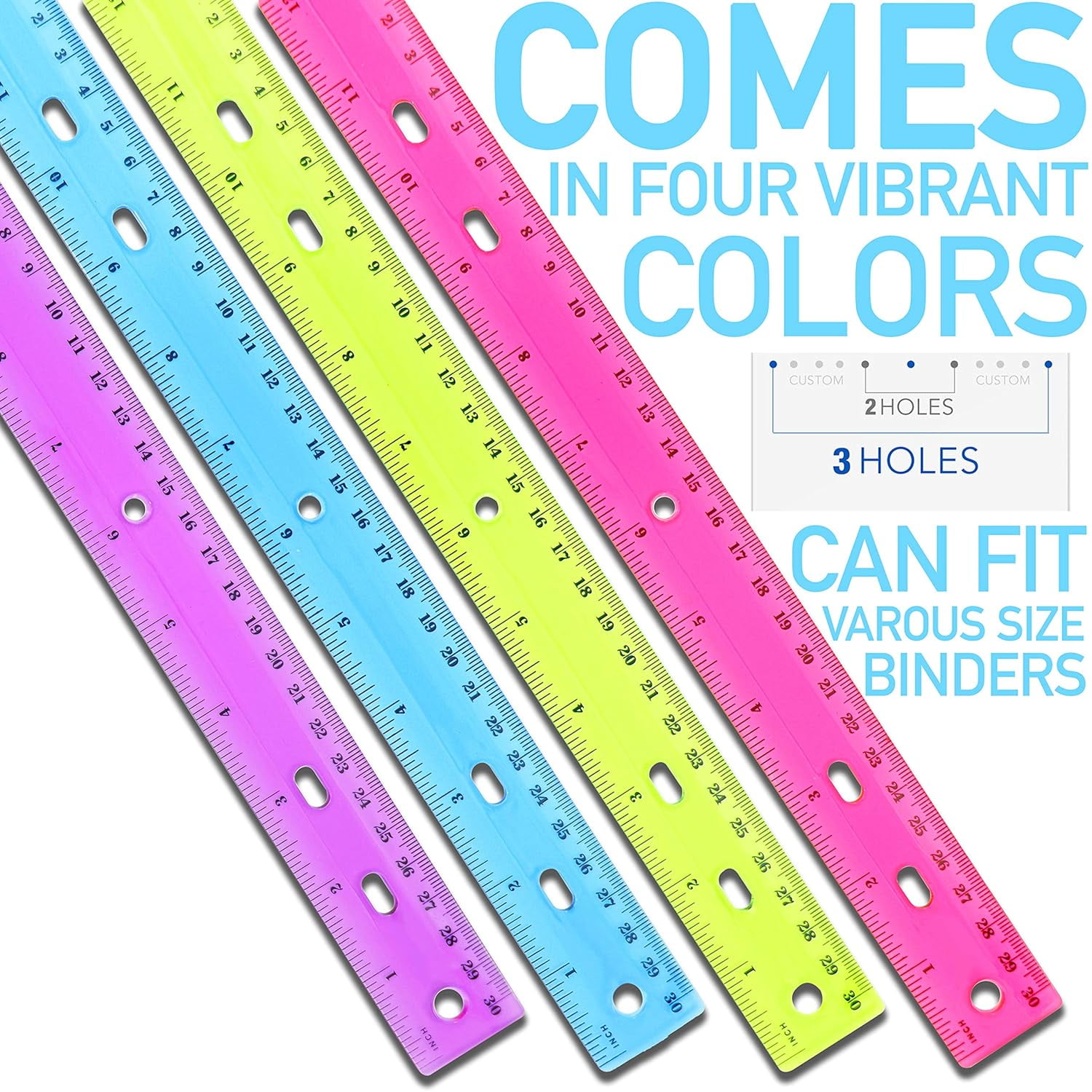 Metal Ruler 16 Pack 6 Inch Rulers - Assorted Colors, Flexible Plastic ...