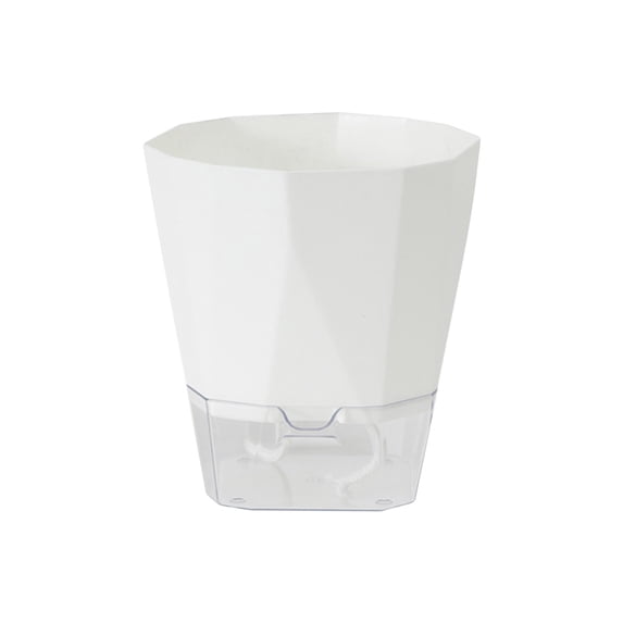 Transparent Automatic Self-Watering Planter with Water Storage Basin, White Resin Plastic Indoor Outdoor Flower Pot in White