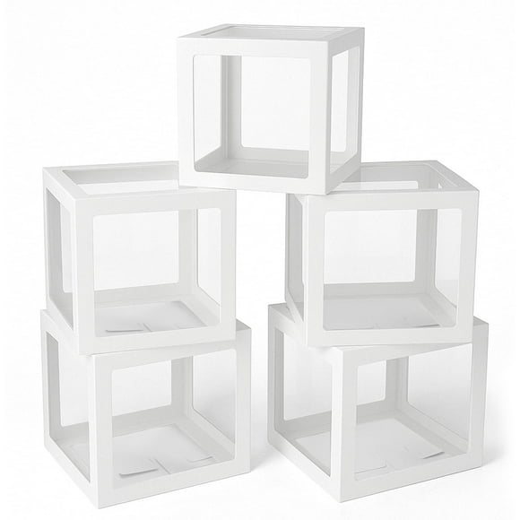 Transparent Baby Boxes for IFF17 Baby Shower Decorations, 5pcs Balloon Boxes with 78 Letters for Gender Reveal, Measure Box for Bride Shower Birthday Wedding Graduation Party Backdrop Decor(5PCS)