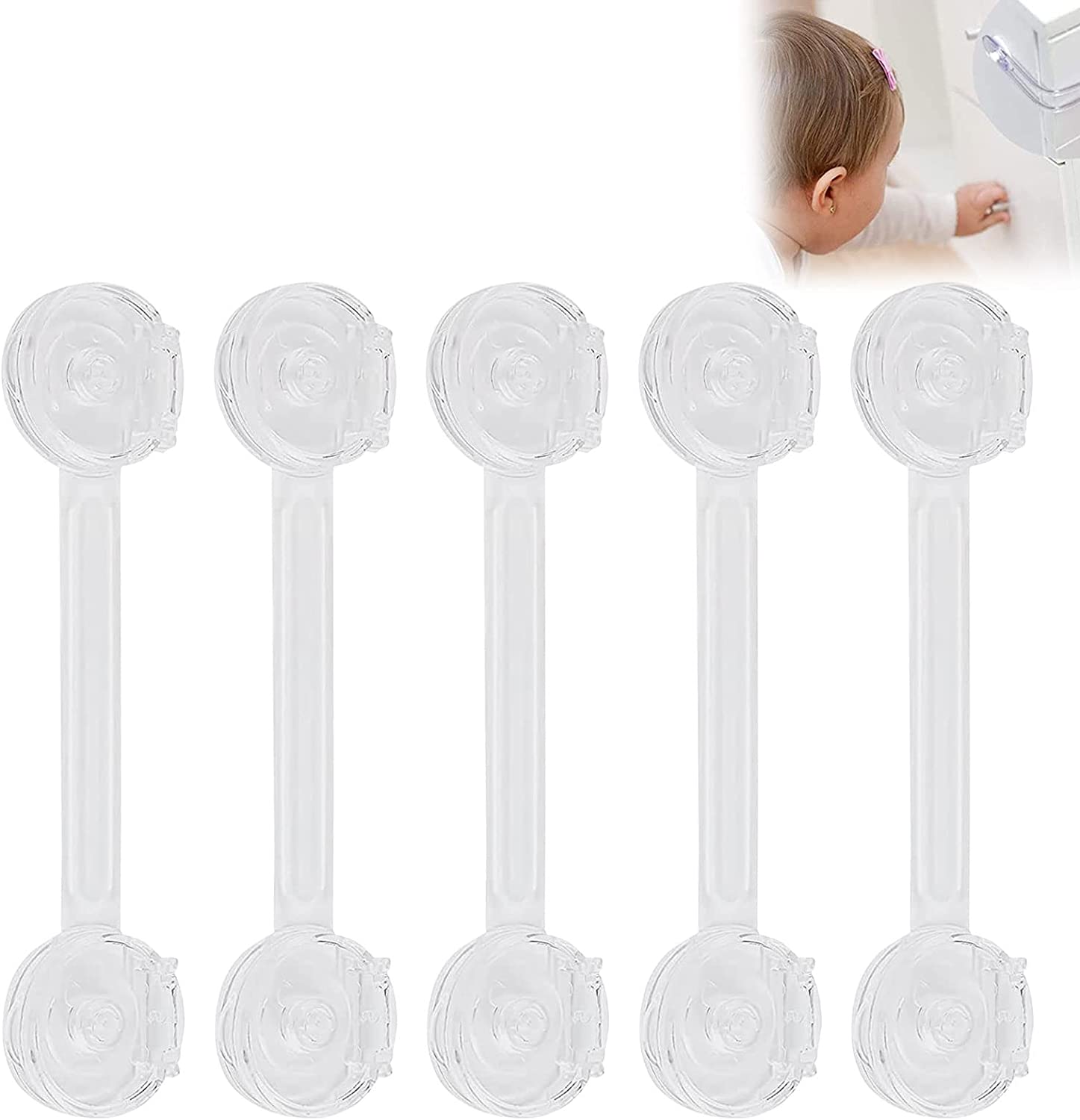 Transparent Baby Safety Latches, Baby Door Stopper Safety Lock, 10